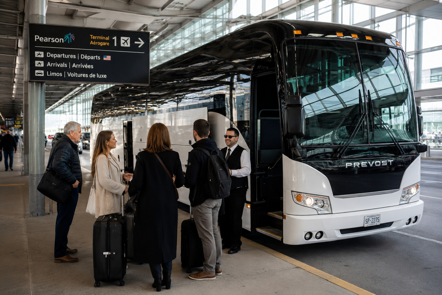 Airport transfer charter bus from London Ontario to Toronto Pearson