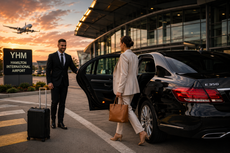 London to Hamilton Airport car service with chauffeur and passenger